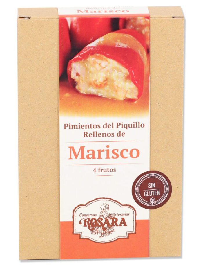 Pimientos del Piquillo rellenos de Marisco 4 Frutos. La Rosara