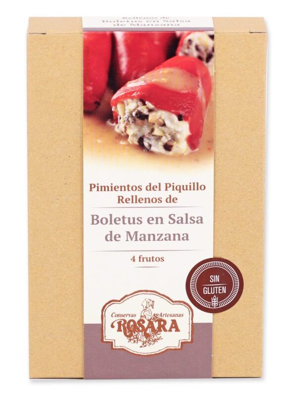 Pimientos del piquillo rellenos de Boletus en Salsa de Manzana 4 frutos. La Rosara